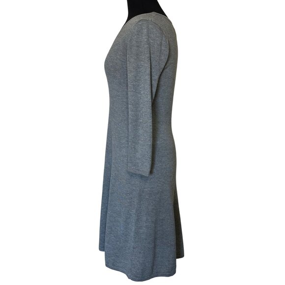 Worthington Gray V-neck A-Line Knit Dress Polyester Viscose Blend Women's Size S - Picture 4 of 15